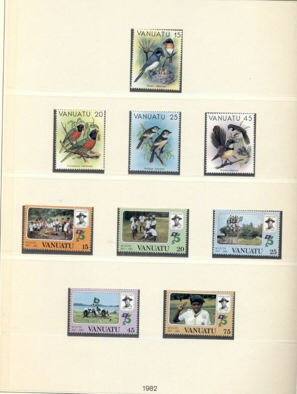 VANUATU 1980-1989 ON LINDNER HINGELESS PAGES, NEARLY COMPLETE 