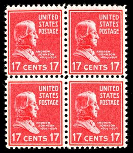 U.S. #822 MINT BLOCK OG NH