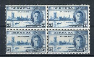 BERMUDA; 1946 early GVI Victory issue fine Mint hinged BLOCK of 4