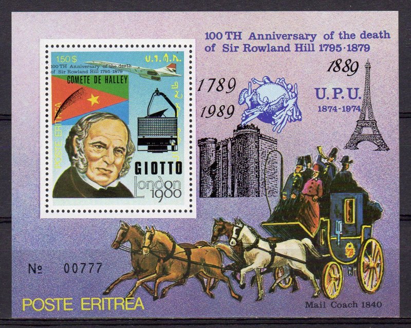 Eritrea 1989 Halley's Comet/Rotary/Concorde/French Revolution S/S Perfor...