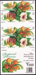 Scott #3313b Tropical Flowers Booklet of 20 Stamps - MNH P#S66544