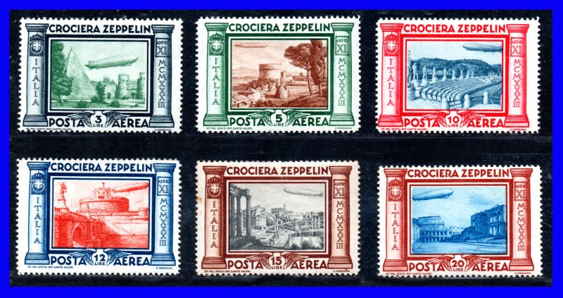 1933 - Italia - Travesia Zeppelin - Sc C42 - C47 - MNH - 003