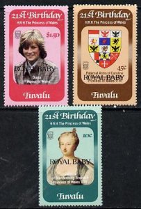 TUVALU - 1982 - Royal Baby o/p Princess Diana - Perf 3v Set - Mint Never Hinged