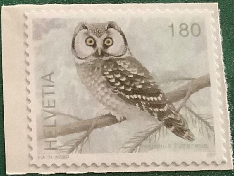 2007 SWISS. Birds. Self adhesive seal. Barcode on the back. NHM-