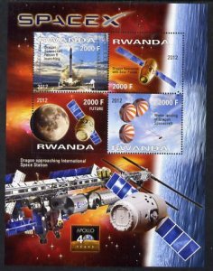 RWANDA - 2012 - Space X Dragon Flight - Perf 4v Sheet - MNH - Private Issue