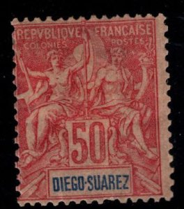 Diego-Suarez Scott 48 Mint Hinged  gum thins, attractive stamp.