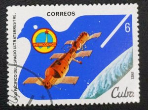 CUBA Sc# 2503 PEACEFUL USE OF OUTER SPACE Salyut-Soyuz Link-up 6c  1982 used cto