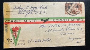 1945 Mexico City Mexico Airmail Patriotic Cover To Tucson Arizona Victory