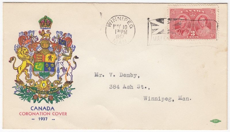 CANADA #237 FIRST DAY COVER CORONATION COVER