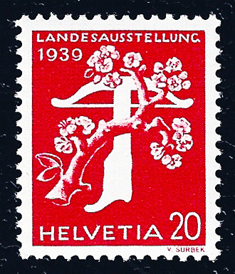 Switzerland 1939 Sc 262a Zu 230z grilled gum MNH