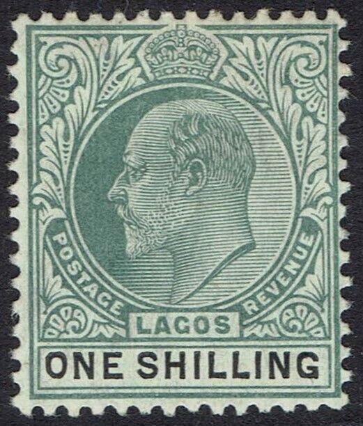 LAGOS 1904 KEVII 1/- WMK MULTI CROWN CA