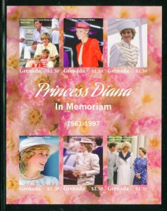 GRENADA 2022 PRINCESS DIANA  IN MEMORIAM IMPERF SHEET MINT NH