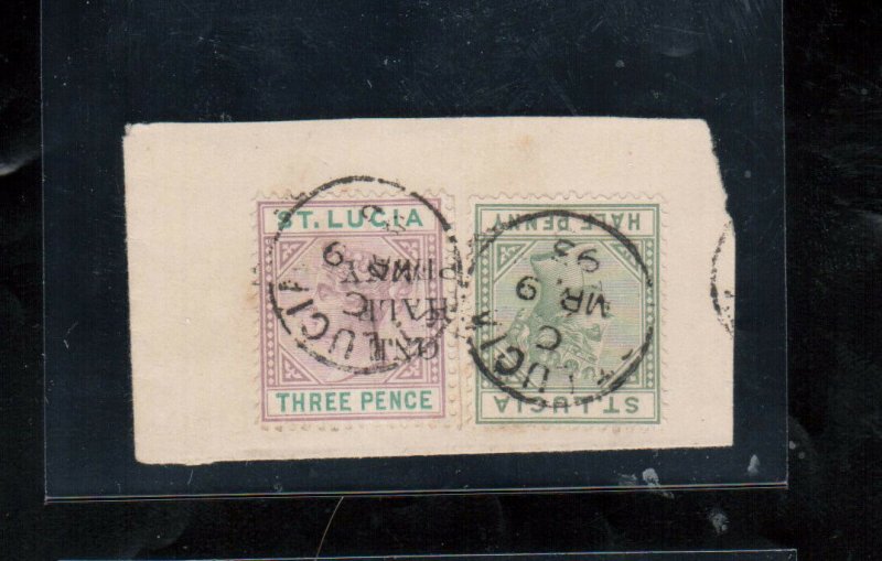 St Lucia #40c (SG #56b) Very Fine Used Inverted Surcharge On Piece *With Cert.*