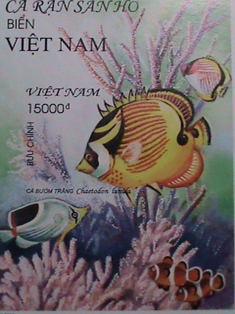 ​ VIETNAM 2000 SC#2985 COLORFUL LOVELY CHAETODON LUNULA-IMPERF MNH S/S-VF