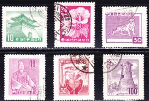 Korea Scott 271, 273-276, 278  wtmk 317  F to VF used .