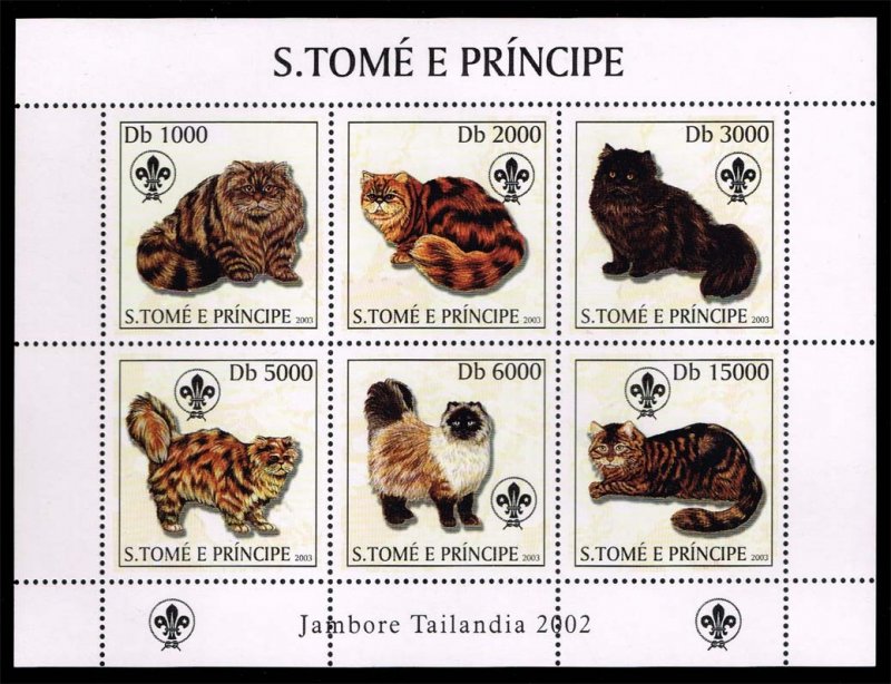 St. Thomas & Prince #1520 Pets Souvenir Sheet of 6; MNH