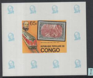 XG-K534 CONGO BRAZZAVILLE - Rowland Hill, 1979 SOS, Trains 65F Imperf MNH Sheet