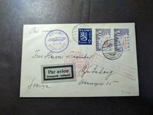 1930 Finland Airmail LZ 127 Graf Zeppelin Cover Helsinki to Goteborg Sweden