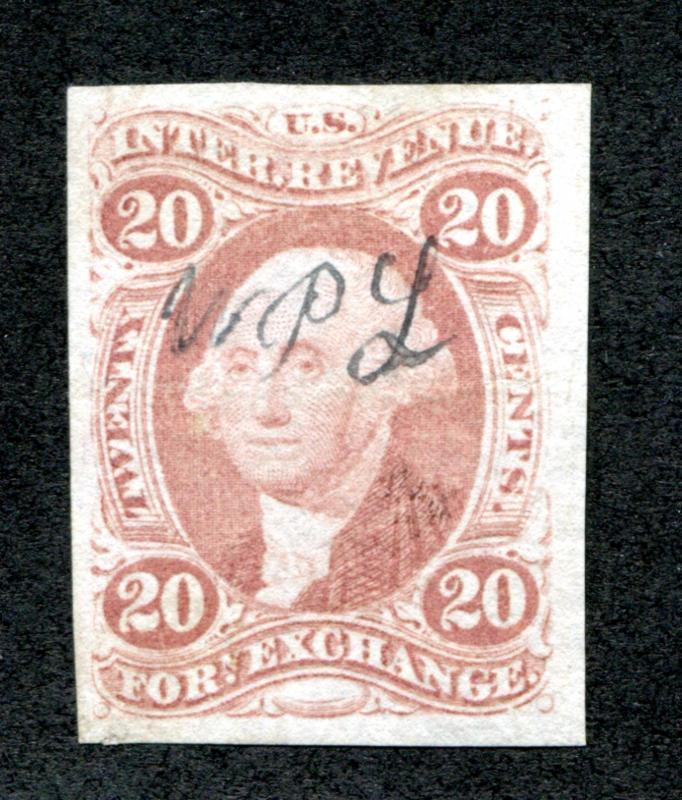 U.S. R41a used, 15c Inland Exchange, imperf, VF-XF, small hrztl crease