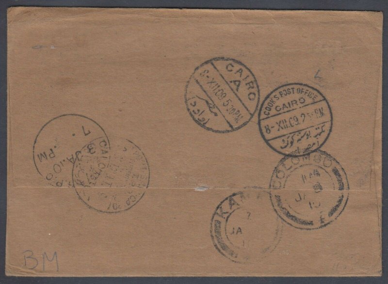 US Sc 304 1904 cover from Cincinnati to Egypt, Ceylon and India