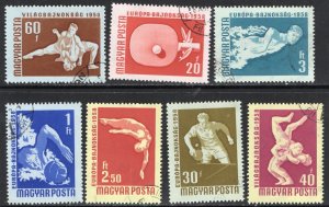 Thematic stamps HUNGARY 1958 T.TENNIS/SWIMMING/WRESTLING 1527/33 used