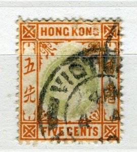 HONG KONG; 1904 early Ed VII issue fine used 5c. value