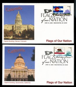 US 4273-4282 Flags of our Nation 2008 UA set of 10 Fleetwood Cachet FDC DP