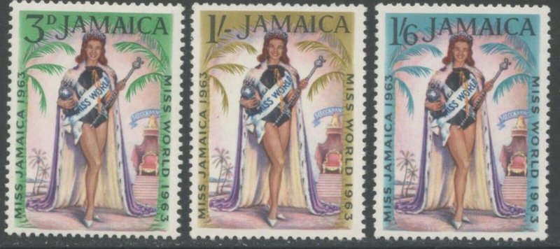 JAMAICA Sc#205-207, 207a 1964 Miss World Complete Set & S/S OG Mint NH