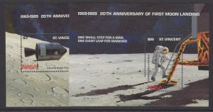 ST.VINCENT SGMS1333 1989 20th ANNIV OF FIRST MAN LANDING ON THE MOON MNH