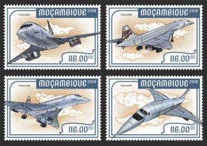 Mozambique - 2018 Concorde Plane - Set of 4 Stamps - MOZ18211a