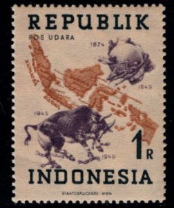 Republic of Indonesia Scott 65 MH*  UPU perf 14 Airmail stamp wmk 404