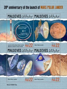 Maldives 2019 MNH Space Stamps Mars Polar Lander Launch 20th Anniv 4v M/S