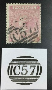 MOMEN: GREAT BRITAIN SG #Z21 PLATE 2 C57 NICARAGUA 1865 USED RPS CERT LOT #64323