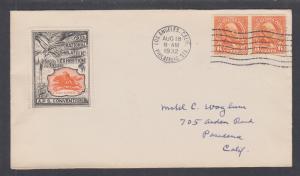 US Mel 723-GP1 FDC. 1932 6c James Garfield coil pair, Exhibition Label cachet