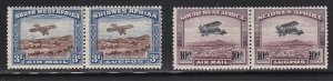 South West Africa Scott #'s C5 - C6 pairs mint hinged scv $ 140 ! see pic !