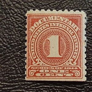 US Scott # R207; 1c Documentary Revenue issue from 1914; VG/F centering; MNH, og