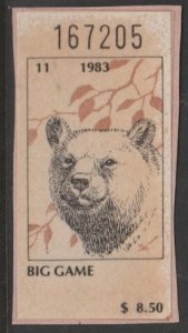 U.S. Scott Scott #NY-BG-3 New York Big Game Stamp - Unused Single on Piece