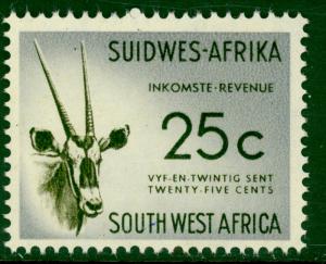 SOUTH WEST AFRICA 1961 25c GEMSBOK General Duty Revenue MNH