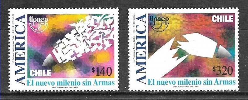 #2562 CHILE 1999 UPAEP AMERICA MILLENIUM WITHOUT WEAPON YV 1513-14 MNH