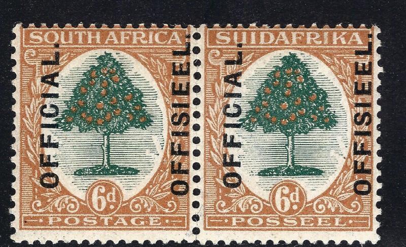 South Africa 1926 6p Official Pair SC#O4 SG#O4  MNH Fine SG Cat $825