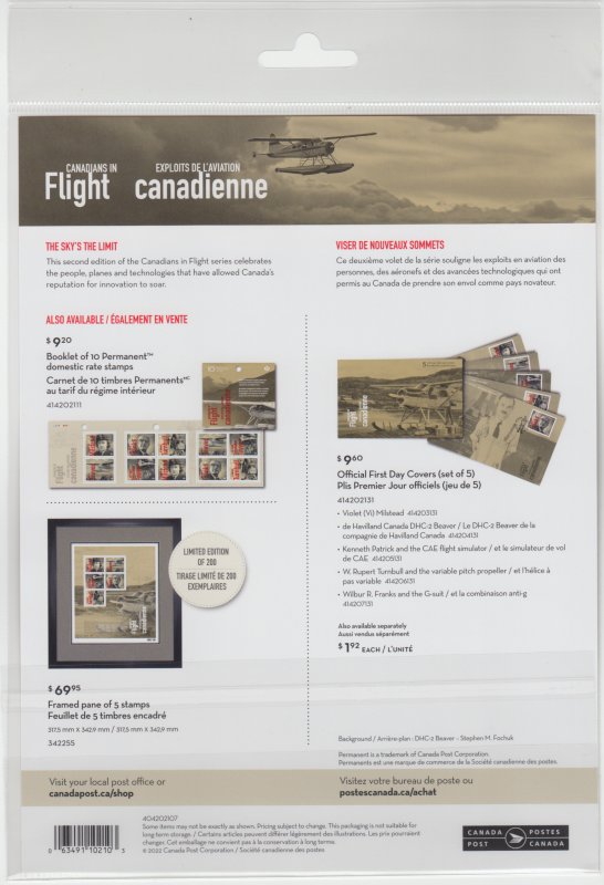 Canada - #3355 Canadians In Flight Stamp Pane (2022)  - MNH