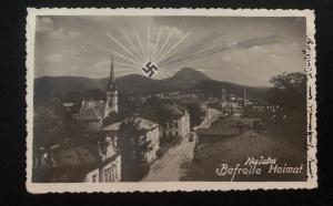 1938 Haida Sudetenland Germany RPPC Postcard Cover Provisional Cancel Third Reic