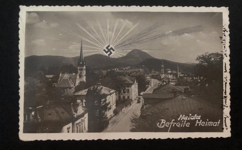 1938 Haida Sudetenland Germany RPPC Postcard Cover Provisional Cancel Third Reic