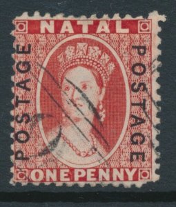 Natal 1870-73 SG 60 1d Red Crown CC Watermark Overprinted POSTAGE (9) Used