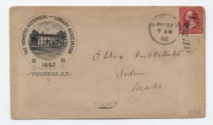 1903 Yonkers NY 2ct 1st bureau cover Historical & Library Association [y8804]