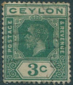 Ceylon 1921 SG339 3c green KGV tablet A #2 FU (amd)