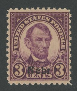 USA 672 - 3 cent Nebraska Overprint - Fine Mint never hinged