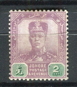 MALAYA; JOHORE 1922 early Sultan issue Mint hinged 2c. value