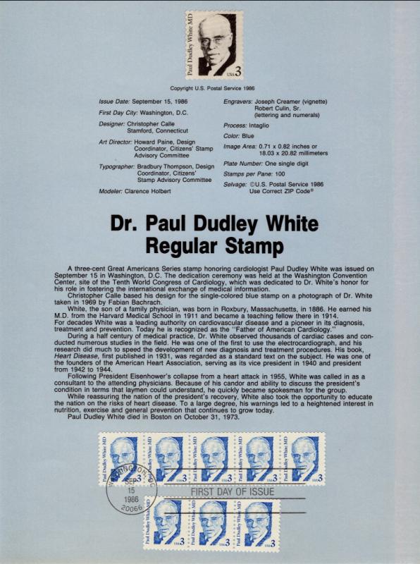 US SP713 Dr Paul White 2170 Souvenir Page FDC