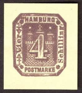 Hamburg Reprint of cut square, 4Sch, Unused
